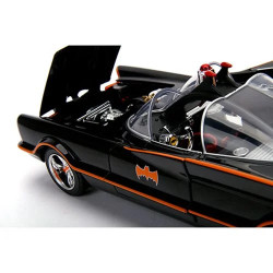 Batman 1966 TV Series Batmobile 1:18 Scale Die-Cast Metal Vehicle with Lights 3-Inch Batman and Robin Figures